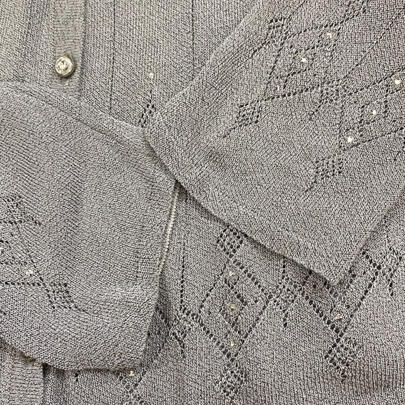 ESCADA Grey Lightweight Embellished Cardigan Sweater Button Front Size 38 - Picture 7 of 7